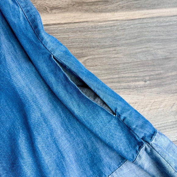 Cato Blue Chambray Off Shoulder Short Sleeve Dress – Size XS - Picture 7 of 10